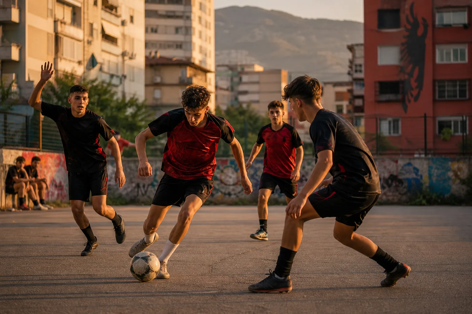 Editorial football scene about Albania's next generation