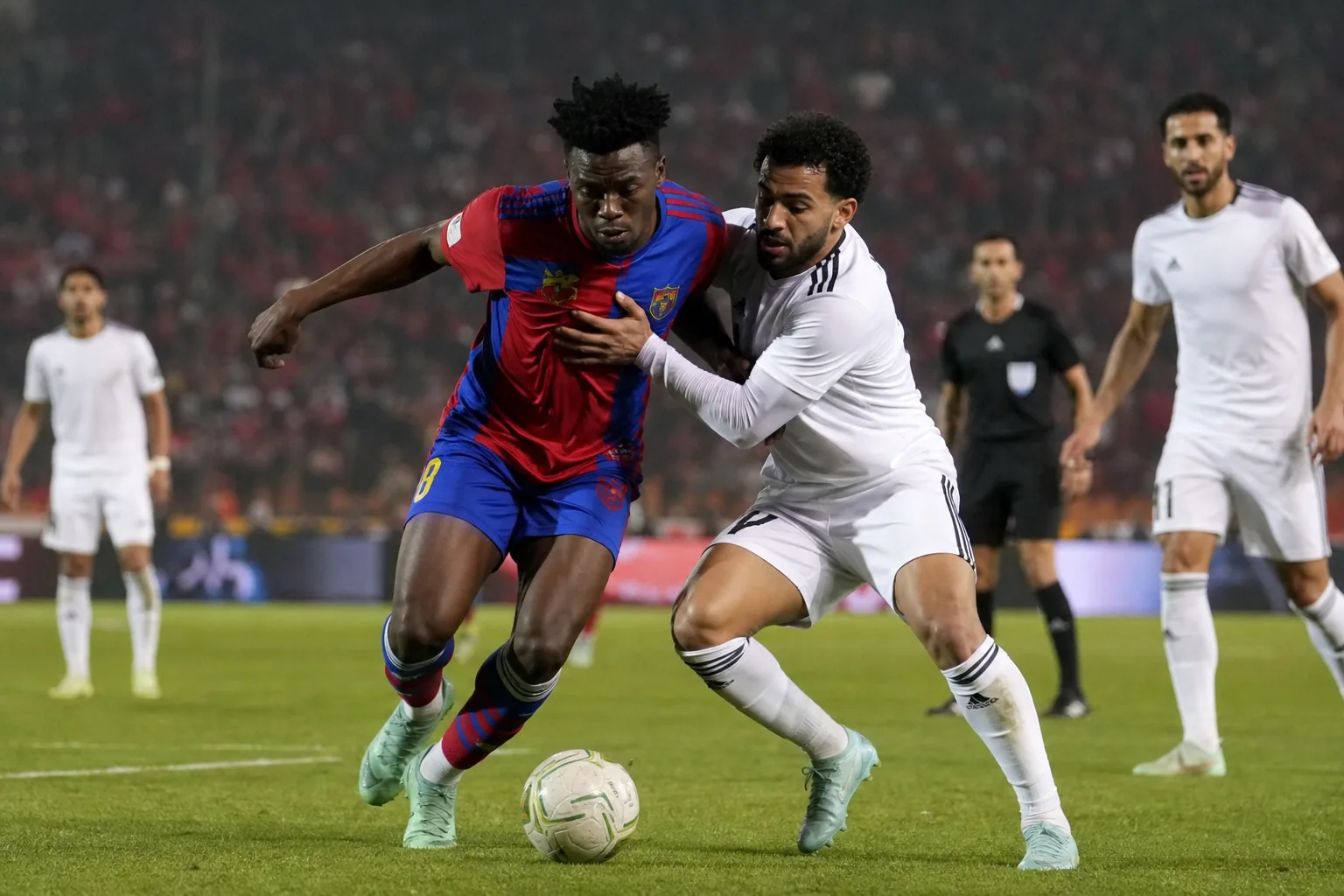 Central African Republic players competing in a dramatic AFCON qualifying match in Cairo