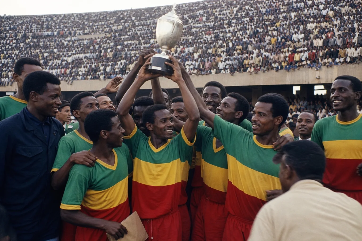 Ethiopian footballers competing in the first Africa Cup of Nations final in 1957