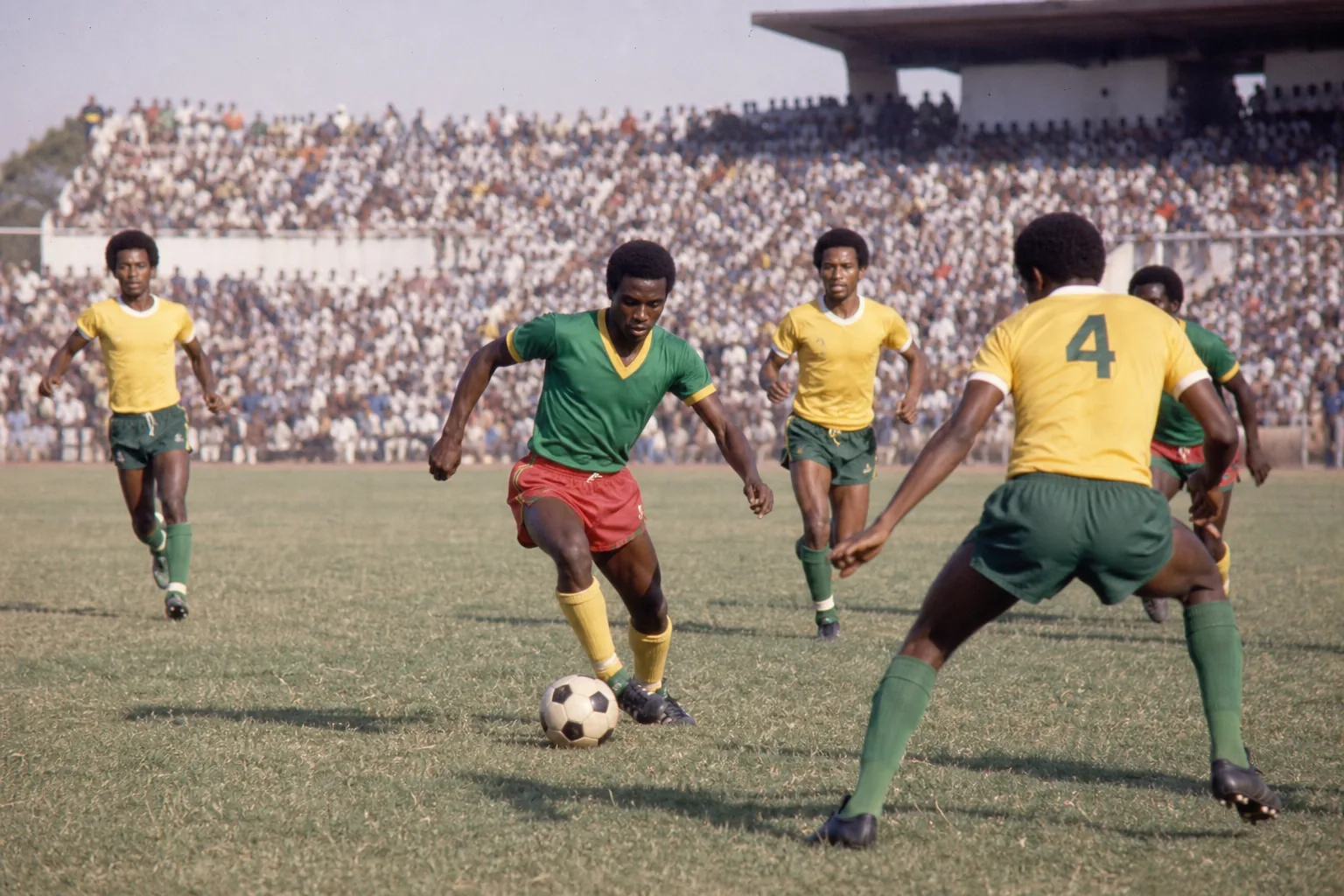 Ethiopian players celebrating their 1962 Africa Cup of Nations title after beating Egypt in extra time