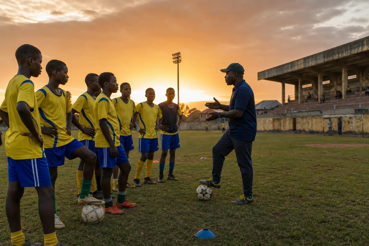 Gabon footballers entering a home AFCON stadium in 2017 before passionate supporters