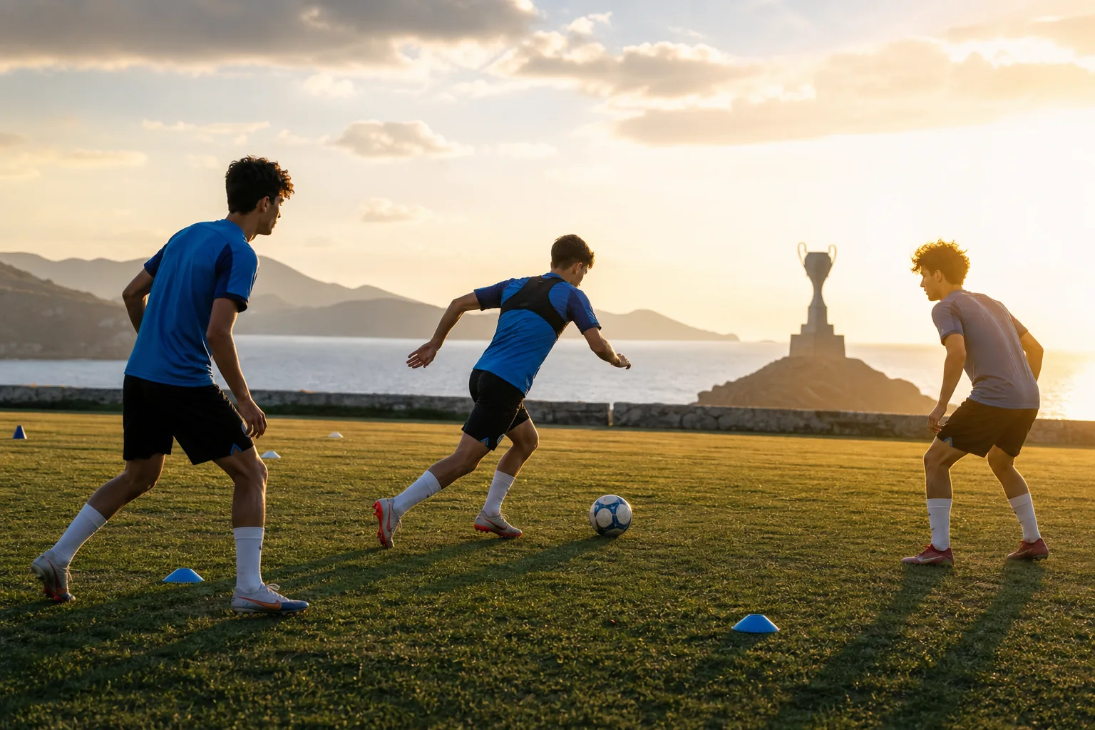 Fictional young Greek footballers training toward another major tournament surprise