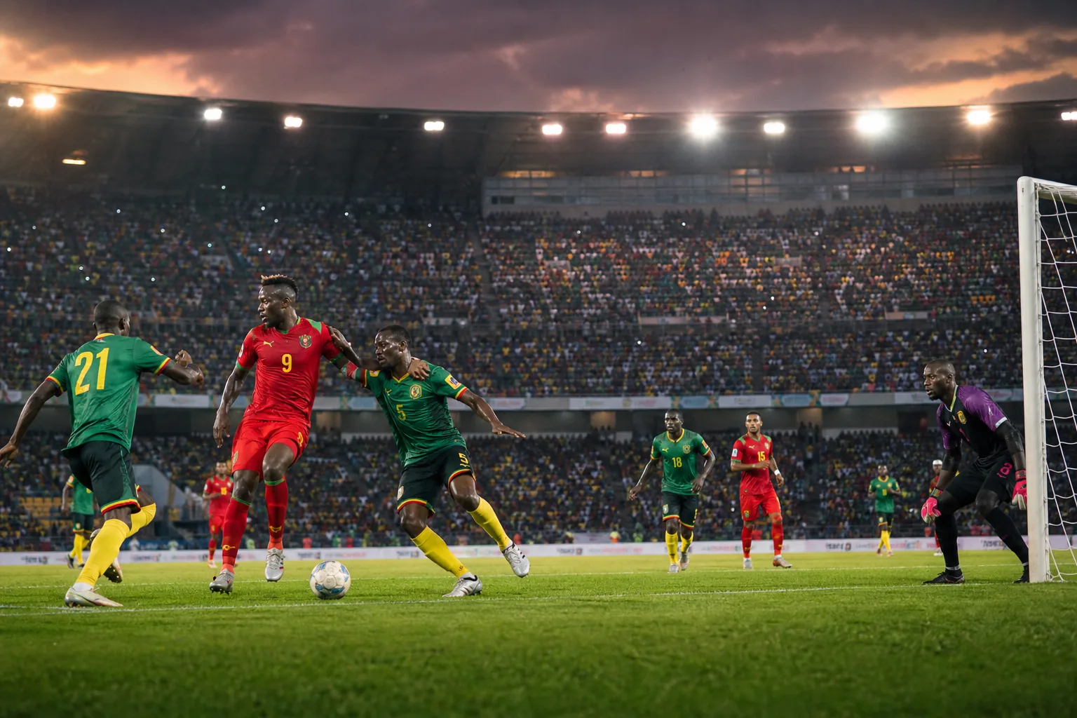 Guinea-Bissau players making their historic AFCON debut in a packed stadium