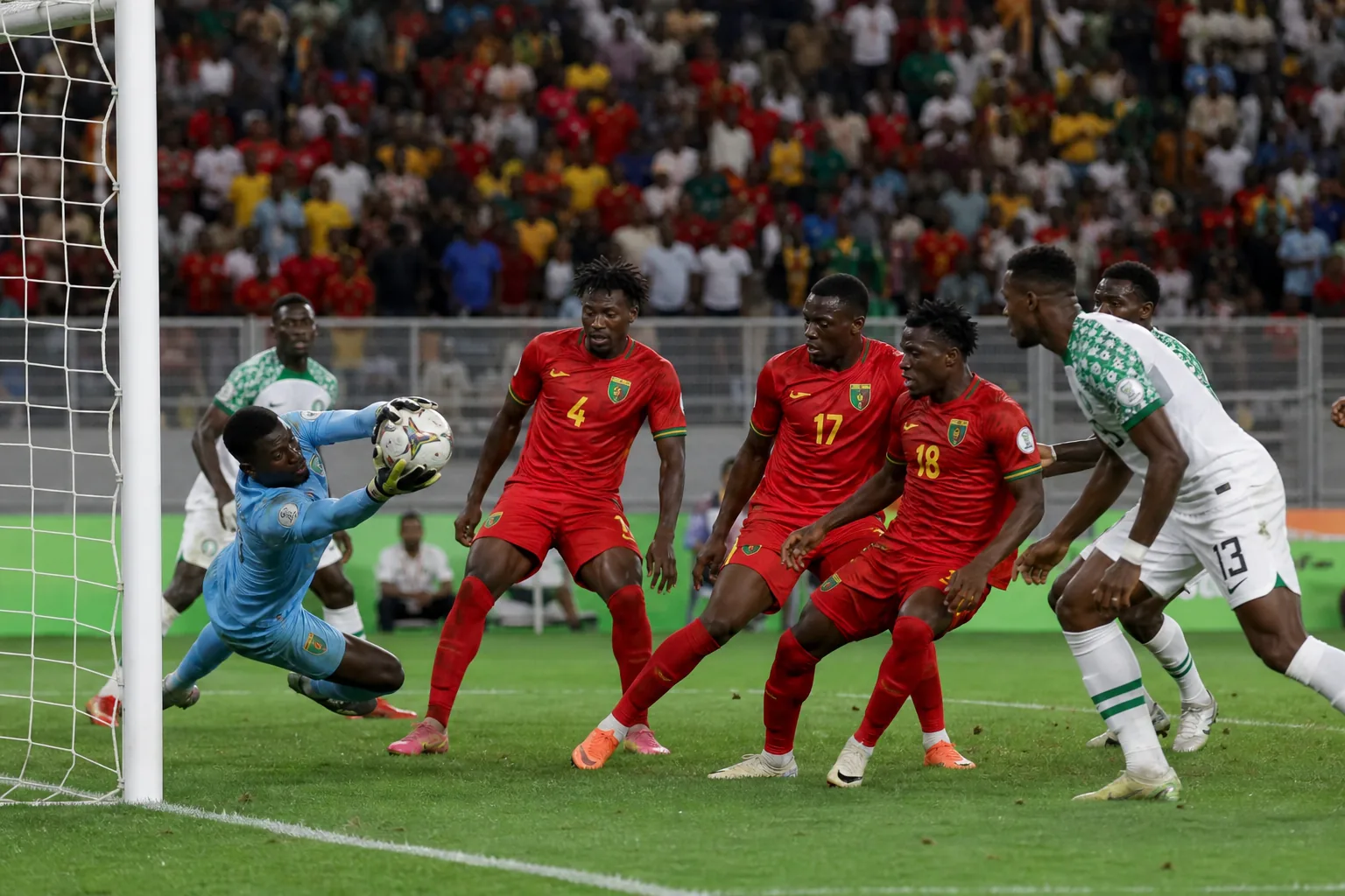 Guinea-Bissau Djurtus defending resiliently during a tense AFCON group-stage match