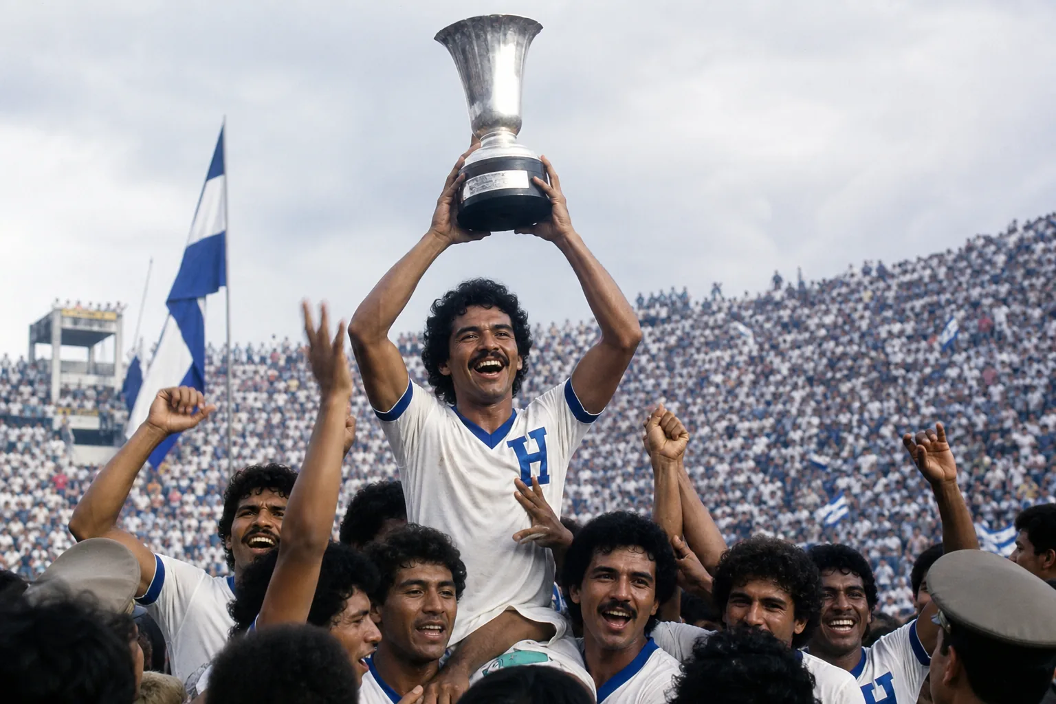Honduras celebrating the 1981 CONCACAF Championship at home before a jubilant crowd