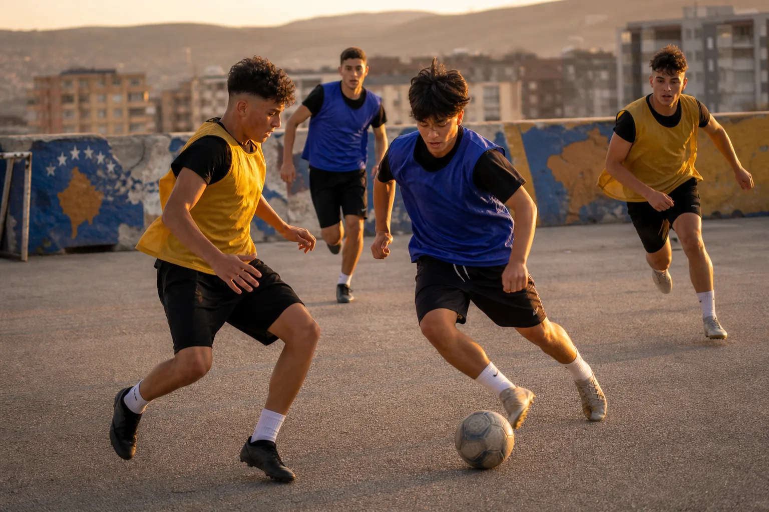 Editorial scene illustrating Kosovo's football context