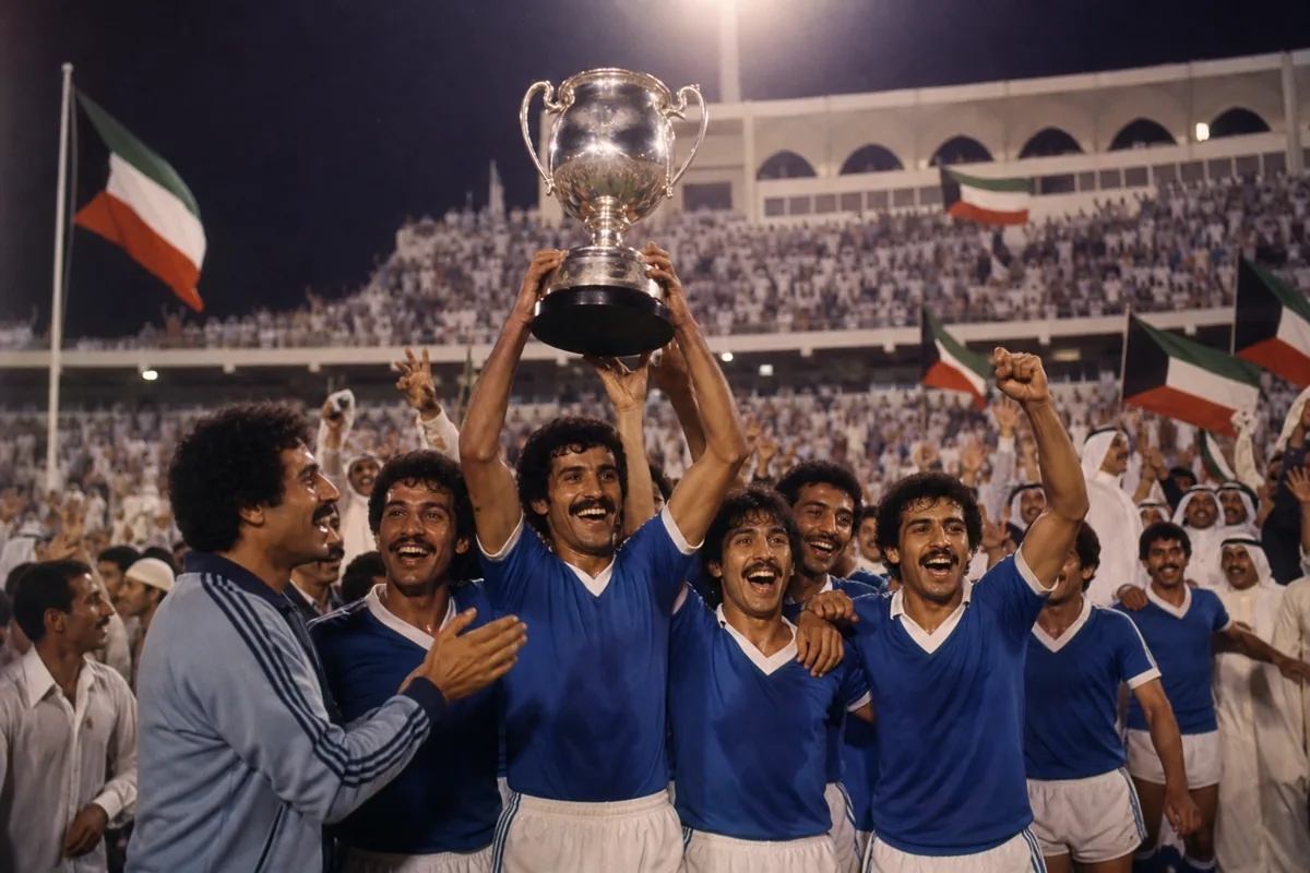 Editorial scene illustrating Kuwait's football context