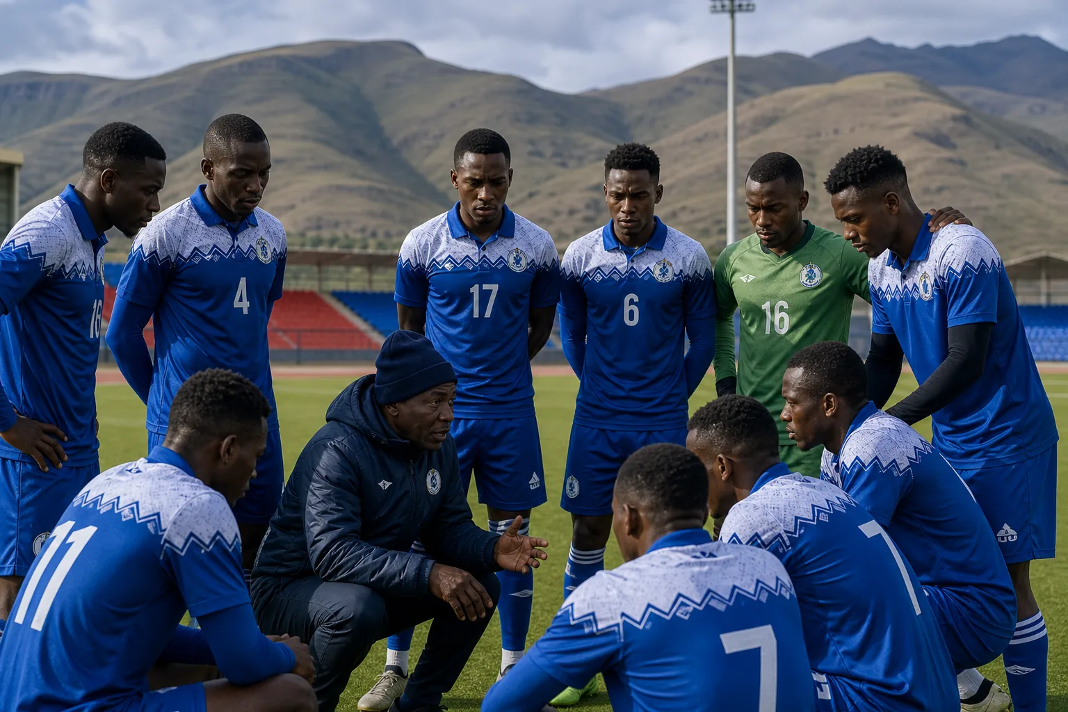 Lesotho competing in an intense COSAFA regional match against a southern African rival