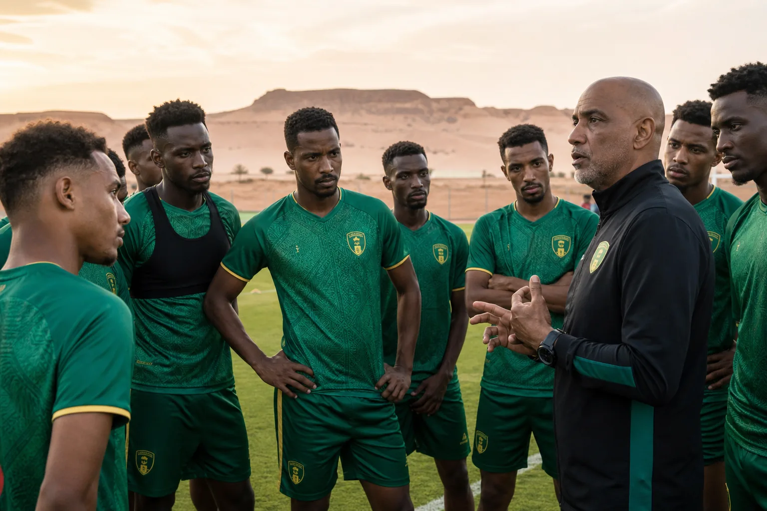 Mauritania competing in a tense AFCON group-stage match against a strong West African opponent