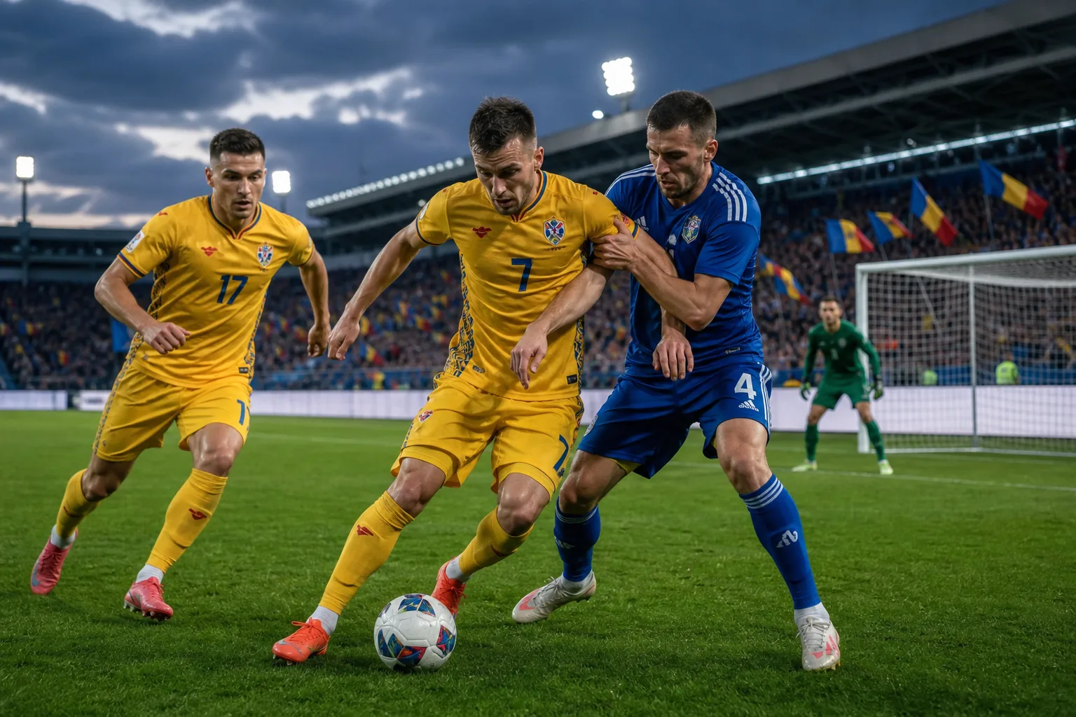 Fictional Moldovan footballers competing bravely against a stronger European opponent