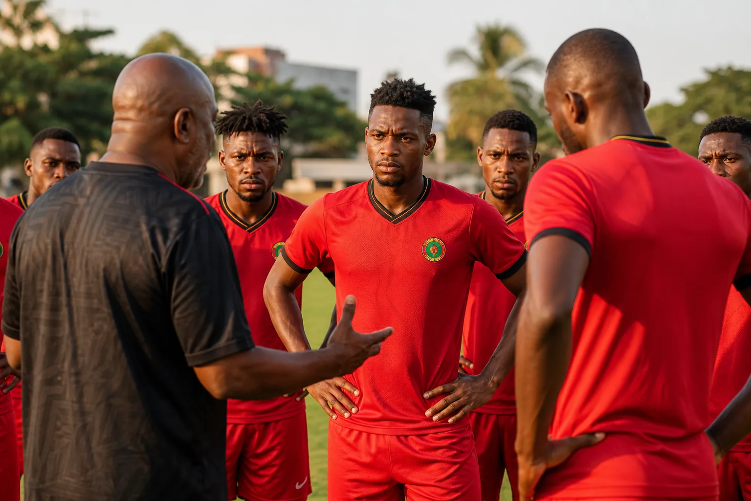 Mozambique Mambas battling in a tense AFCON group-stage match against a strong African opponent