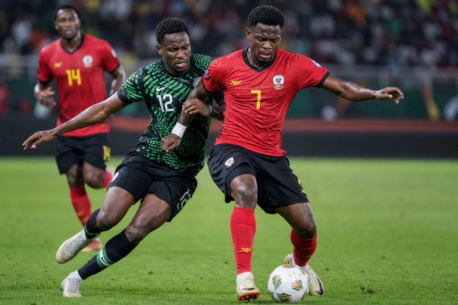 Mozambique Mambas preparing together for an AFCON qualifier in red national-team kits