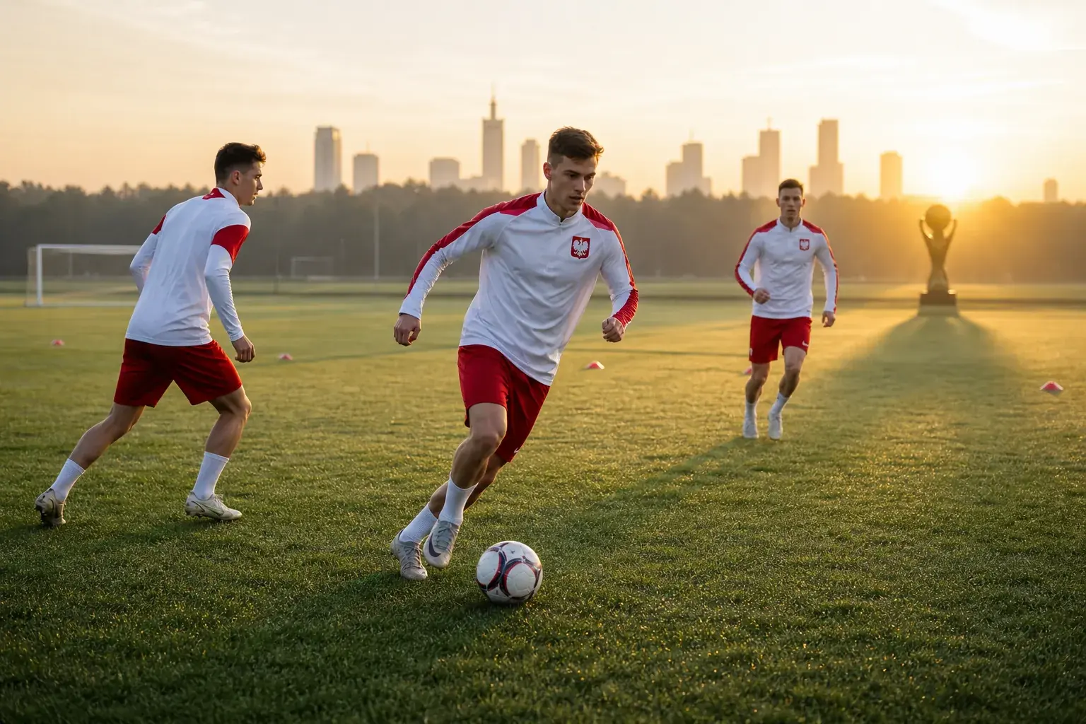 Fictional young Polish footballers training toward a new golden generation