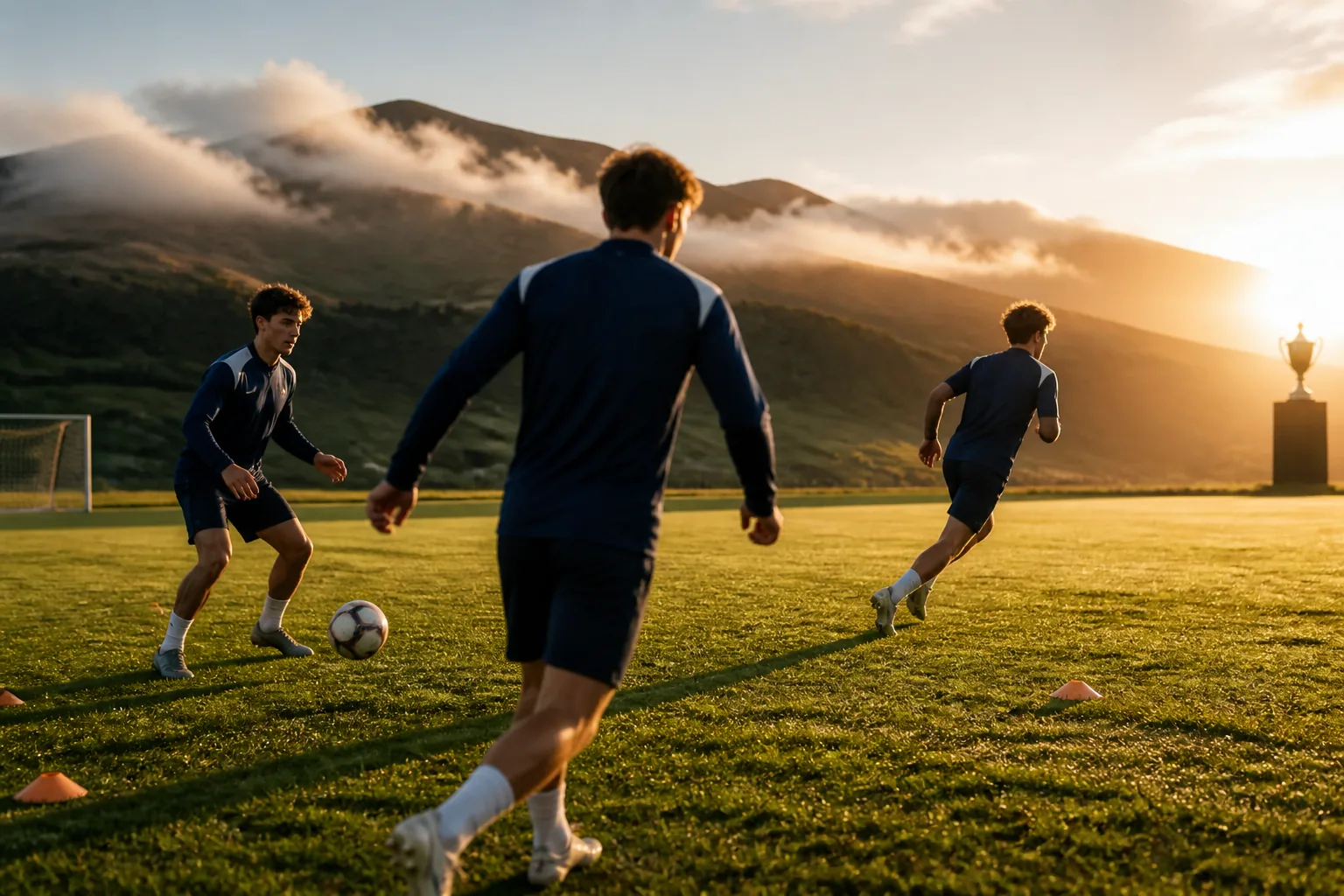 Fictional young Scottish footballers training toward a deeper major-tournament run