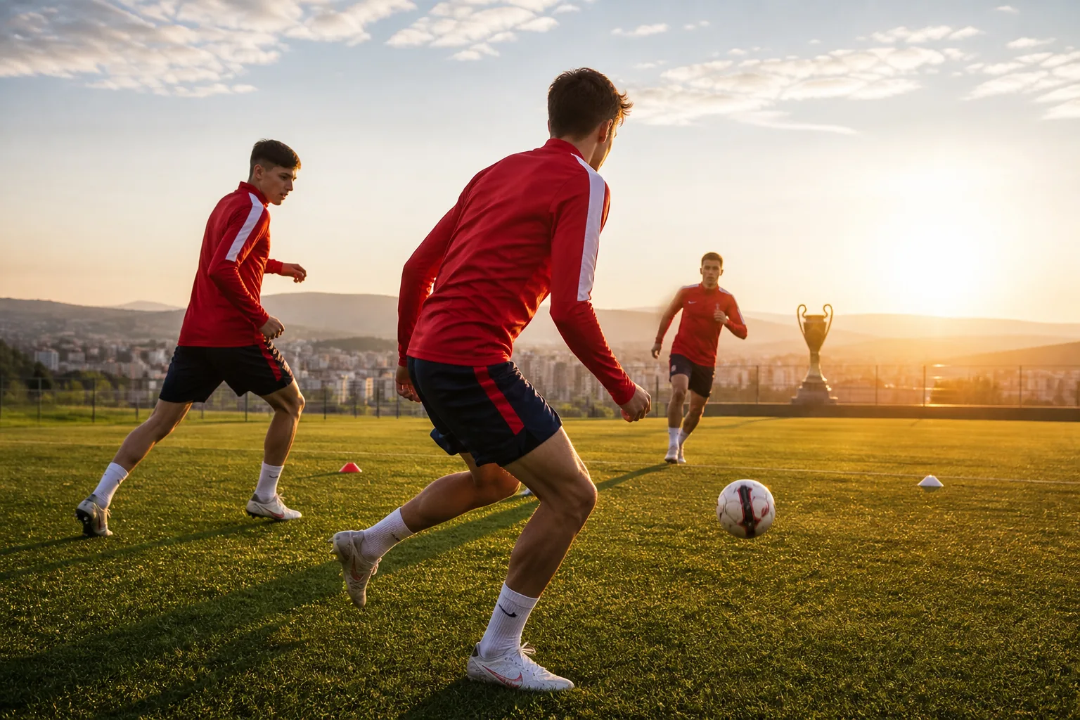 Fictional young Serbian footballers training toward a future tournament breakthrough