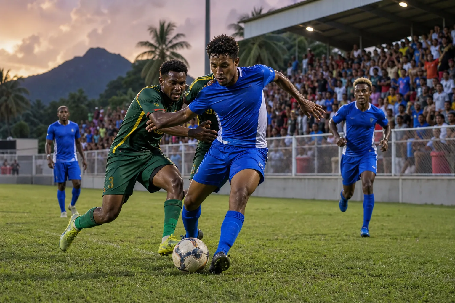 Seychelles footballers competing in a tense Indian Ocean island tournament