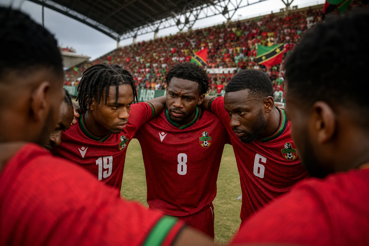 St Kitts and Nevis Sugar Boyz preparing before a CONCACAF Nations League match