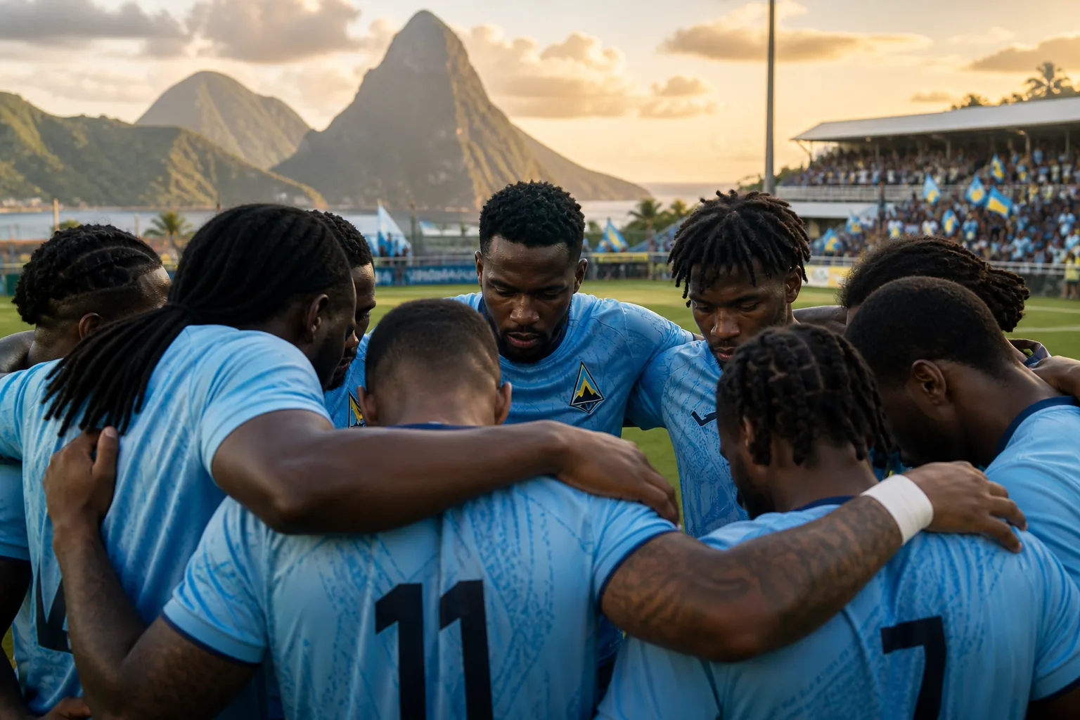 Saint Lucia Pitons preparing before a CONCACAF Nations League match