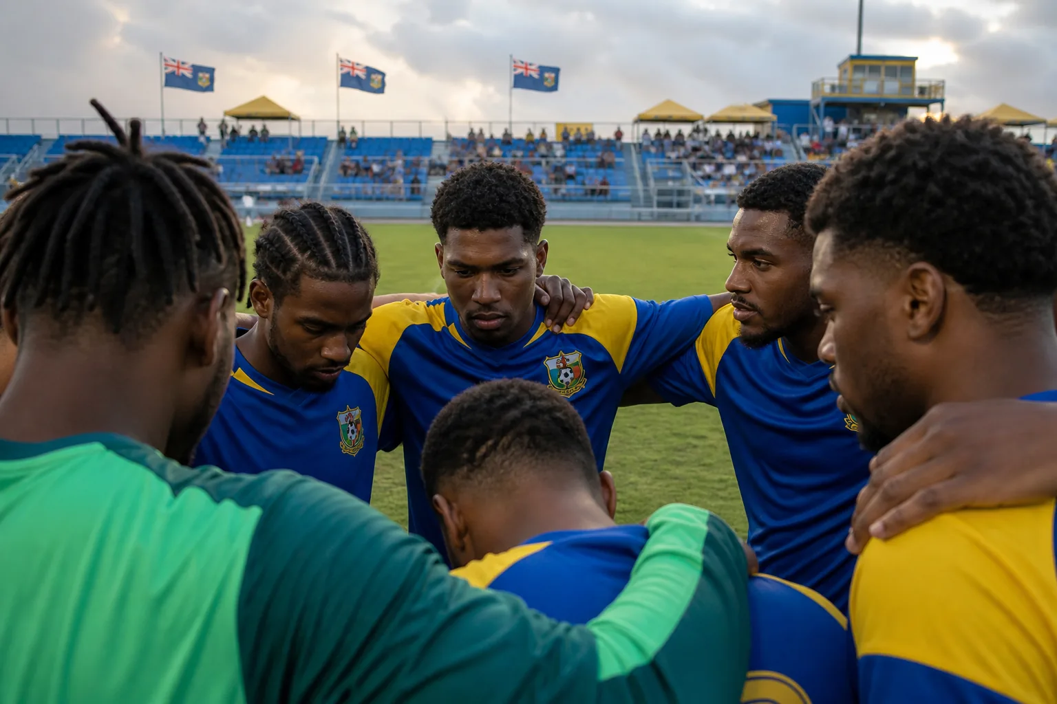 Turks and Caicos Islands national team players preparing before a CONCACAF qualifier