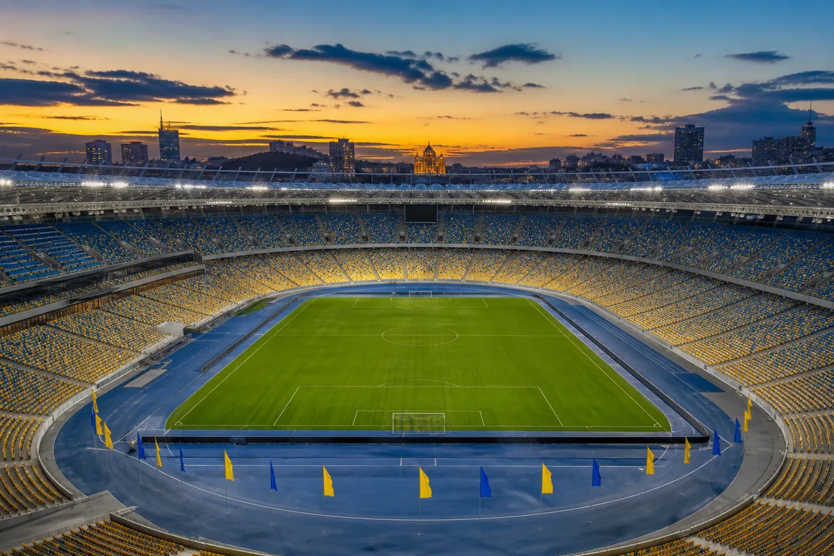 Editorial scene illustrating Ukraine's football context