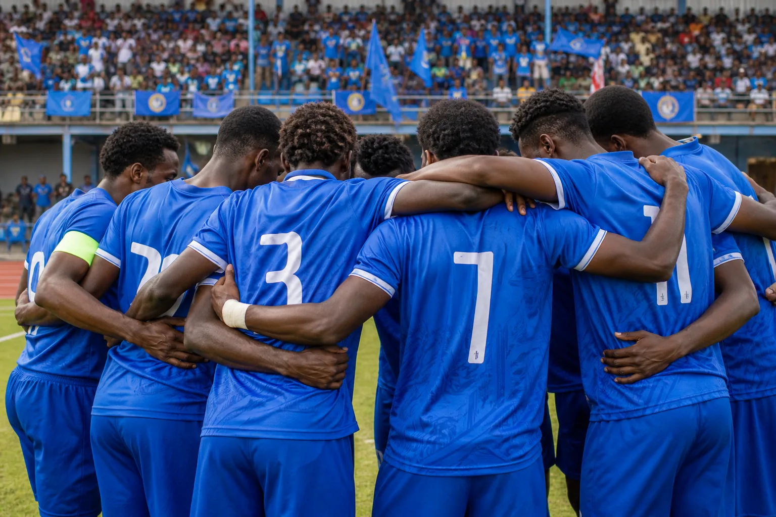 Vanuatu Blue Eagles preparing before an OFC qualifier in blue kits