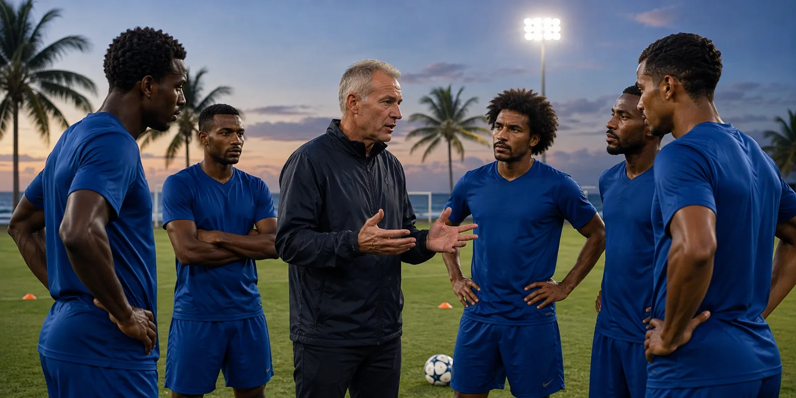 Conceptual Curaçao coach directing a training session