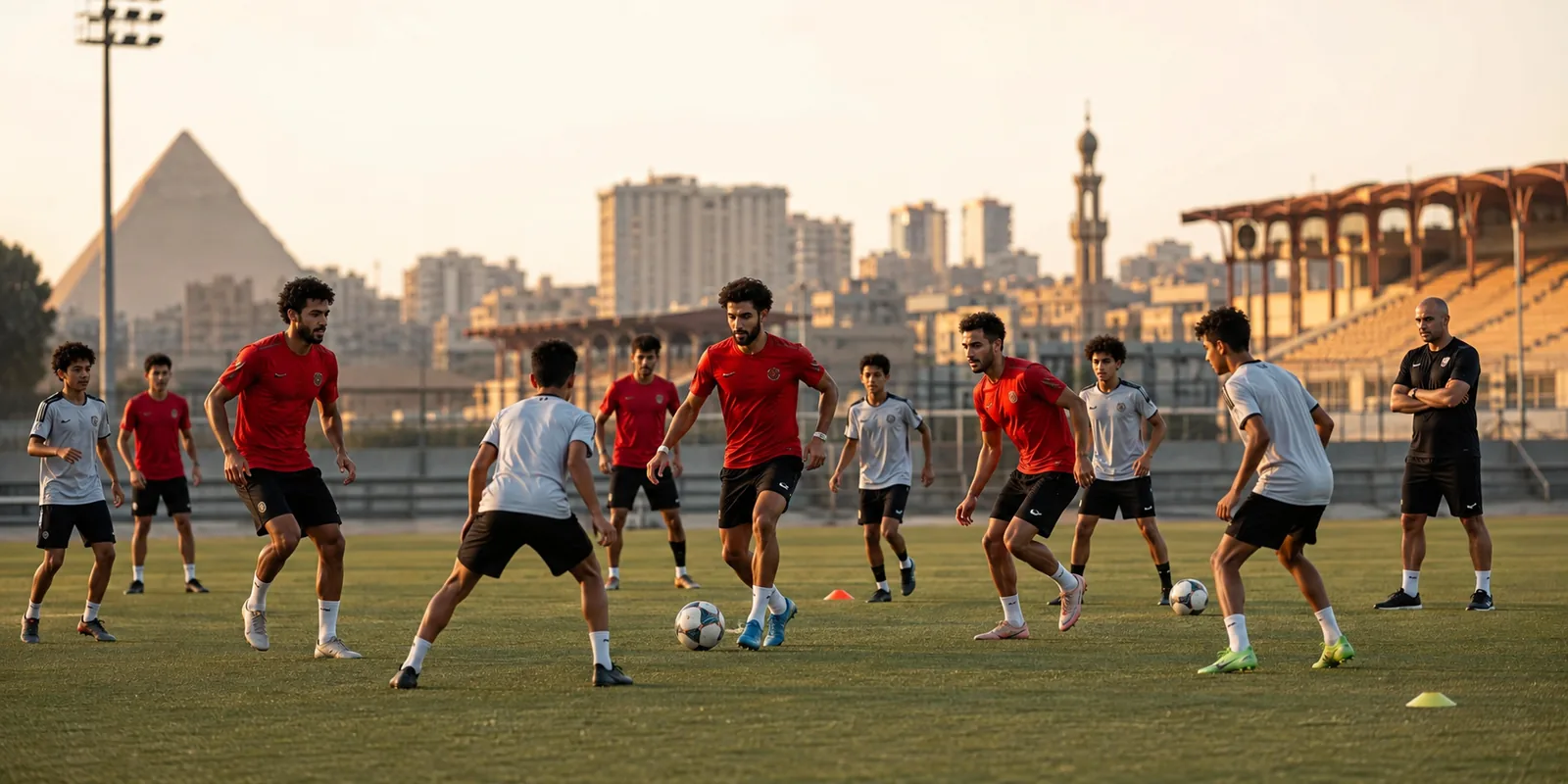 Conceptual illustration of Egypt senior and academy players training in Cairo
