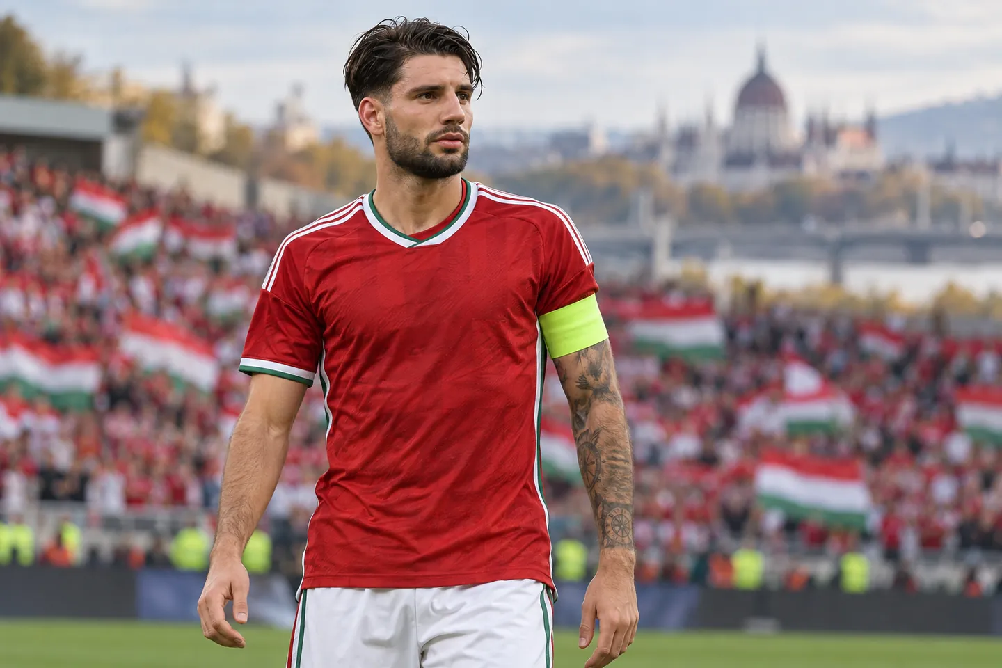 Editorial portrait inspired by Hungary captain Dominik Szoboszlai