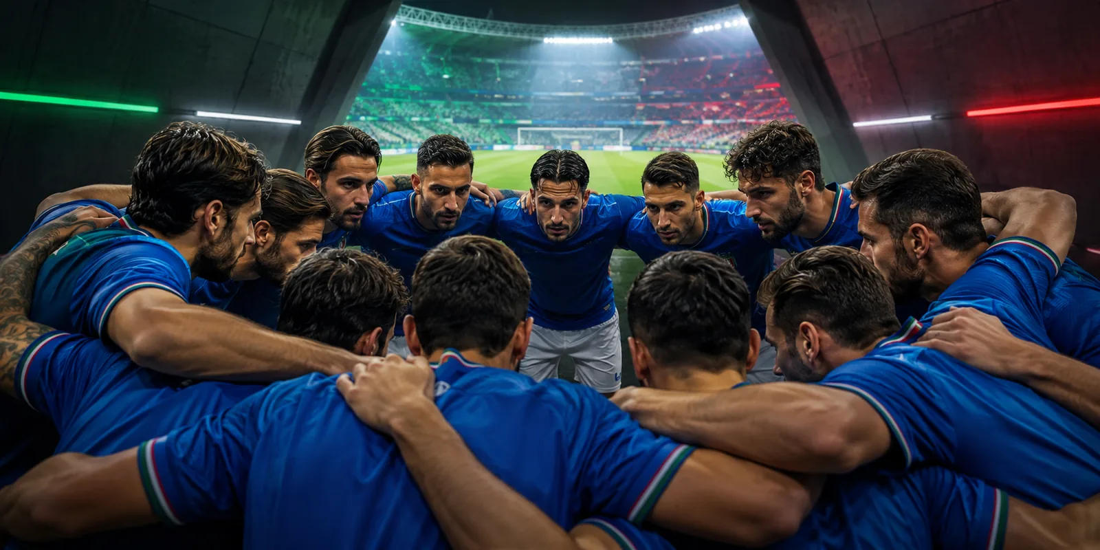Conceptual Italy team huddle before a new campaign