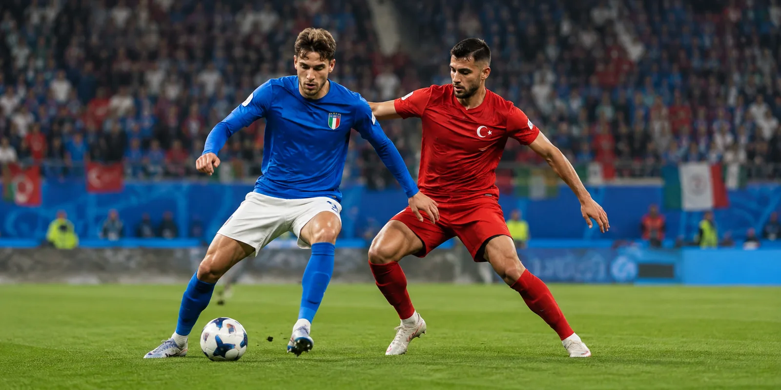 Conceptual Italy and Türkiye Nations League match scene