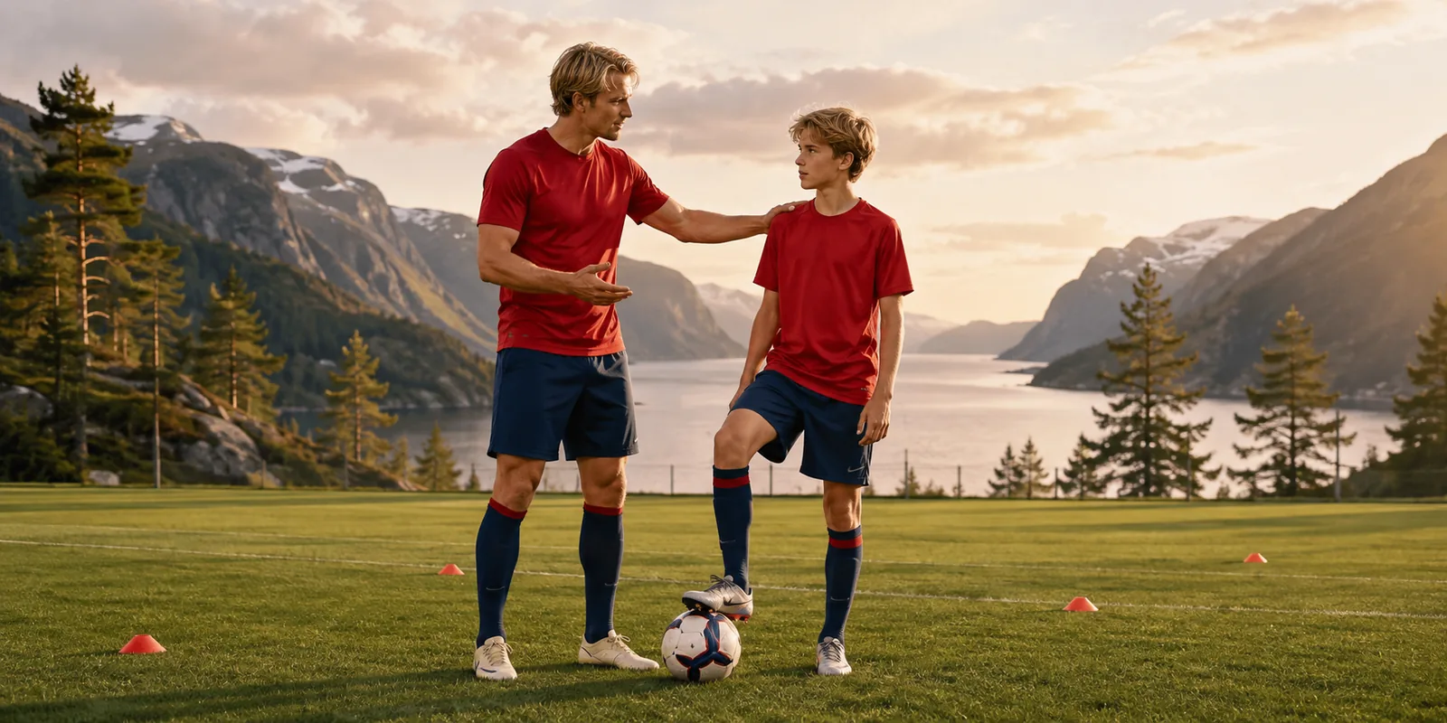 Conceptual experienced Norwegian player mentoring a young player