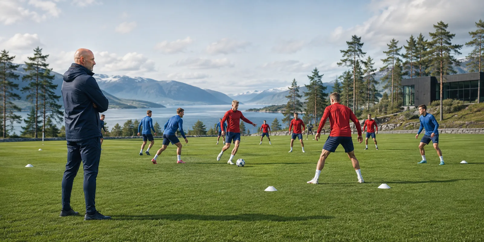 Conceptual Stale Solbakken observing Norway players in training