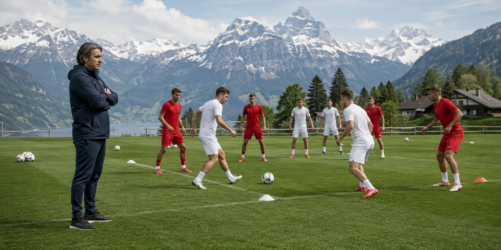 Conceptual Murat Yakin observing Switzerland players in training