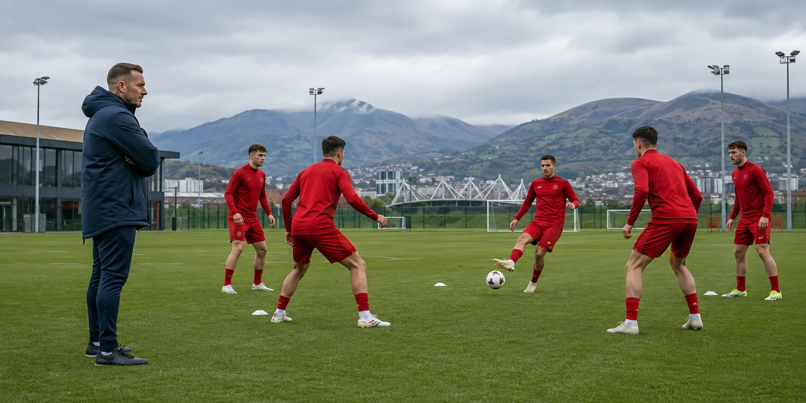 Conceptual Craig Bellamy observing Wales players in training